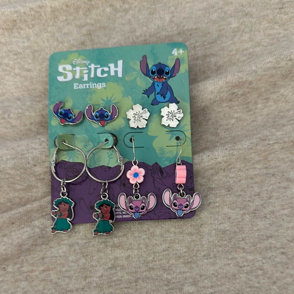Disney Blue and Purple Stitch Jewelry Set